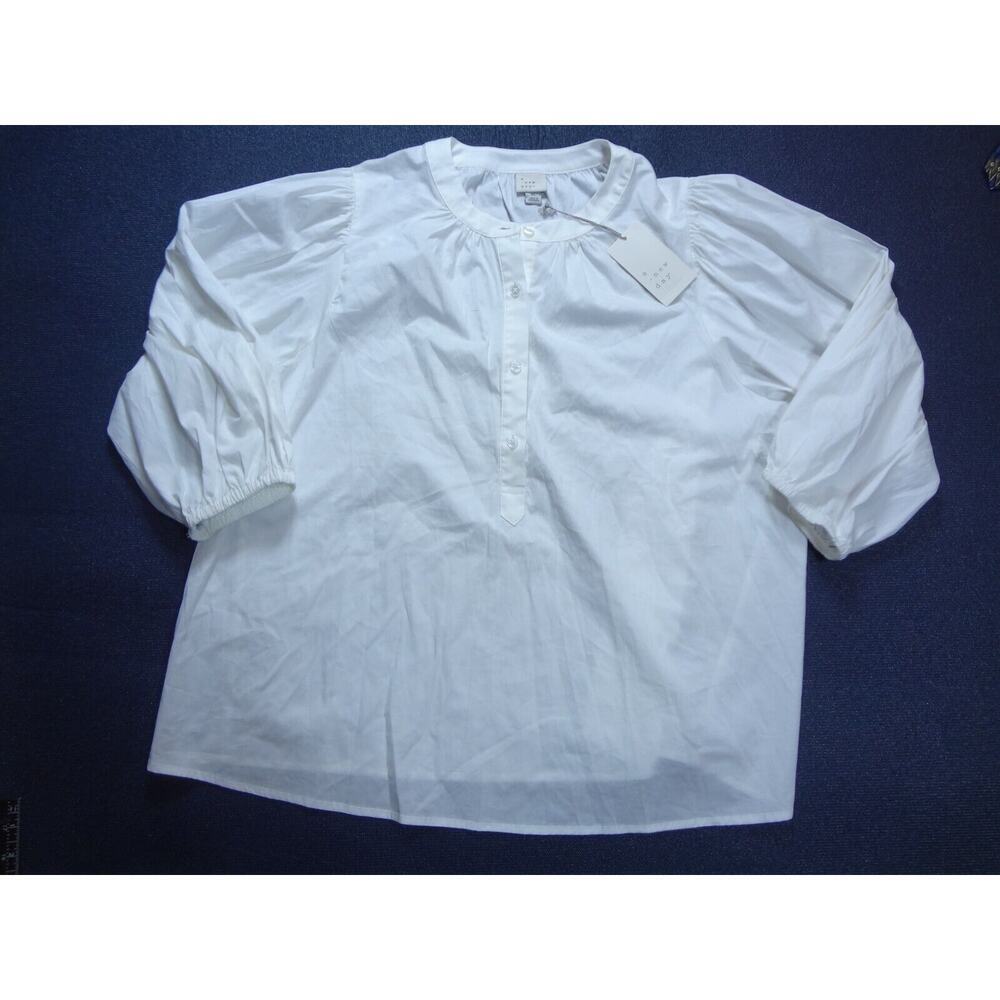 Women's Round Neck Short Sleeve Button Up Blouse